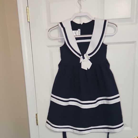 Bonnie Jean Blue Sleeveless Sundress with Sailor Collar - Picture 1 of 8